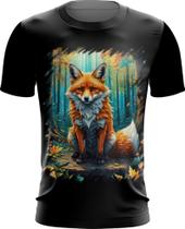 Camiseta Dryfit Raposa na Floresta Fofa Desenhada 2