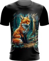 Camiseta Dryfit Raposa na Floresta Fofa Desenhada 3