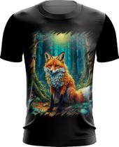 Camiseta Dryfit Raposa na Floresta Fofa Desenhada 6