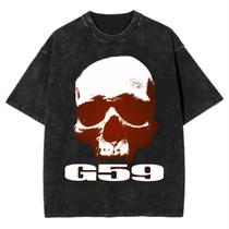 Camiseta Dustinca 59 Skull RED Logo Classic Music para homens