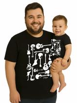 Camiseta e Body de Bebê Tal Pai Tal Filho Guitarras Papai Tamanho Especial Plus Size Camiseta e Body de Bebê Tal Pai Tal Filho Guitarras Papai Tamanho Especial Plus Size