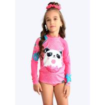 Camiseta e Calcinha Praia e Piscina Marujos e Sereias Estampa Donuts Panda