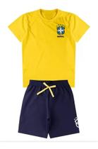 Camiseta E Shorts Brasil Infantil E Juvenil Menino Kids Teen - Gigante