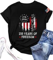 Camiseta Earneo 250th Anniversary USA Camisa feminina preta tamanho M Camiseta Earneo 250th Anniversary USA Camisa feminina preta tamanho M