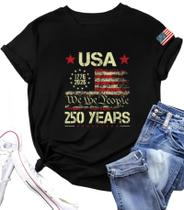 Camiseta Earneo 250th Anniversary USA Camisa feminina Camiseta Earneo 250th Anniversary USA Camisa feminina