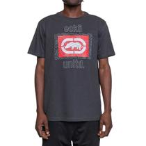 Camiseta Ecko Casual Grafite Escuro Logo Vermelha Malha Algodão