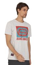 Camiseta Ecko Unltd Masculina Cinza Mescla Vermelha e Azul
