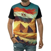 Camiseta Egito Bandeira País Pirâmides De Gizé Deserto Camiseta Egito Bandeira País Pirâmides De Gizé Deserto