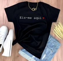 Camiseta Eis-me Aqui Moda Evangélica T-shirt Feminina Baby Look Algodão Macio Gospel Estilo e Fé