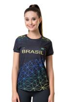 Camiseta Elite Brasil Letter Feminina - Preto e Amarelo