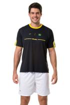 Camiseta Elite Brasil Logo Masculina Plus Size - Preto e Amarelo