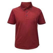 Camiseta Ellus Gola Polo Vinho Friso Marrom Classic