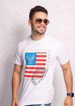 Camiseta em malha de algodão estampa americana Camiseta em malha de algodão estampa americana