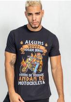 Camiseta em malha de algodão estampa motociclista Camiseta em malha de algodão estampa motociclista