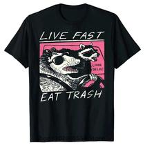 Camiseta Engraçada De Guaxinim Para Homens E Mulheres, Estilo Casual Harajuku, Viva Rápido, Coma
