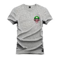 Camiseta Especial Plus Size Premium Estampada Bigode Verde Peito