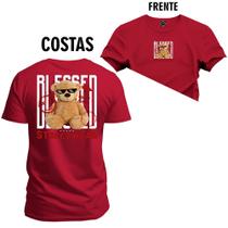 Camiseta Especial Plus Size Premium Estampada Urso Bleased Frente e Costas