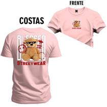 Camiseta Especial Plus Size Premium Estampada Urso Bleased Frente e Costas