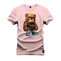 Camiseta Especial Plus Size Premium Estampada Urso Corrente