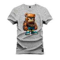 Camiseta Especial Plus Size Premium Estampada Urso Corrente