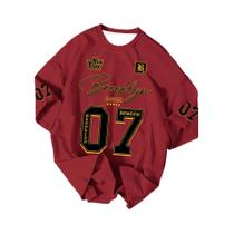 Camiseta Esportiva Brooklyn plus Size Masculina E Feminina De Manga Curta Com Estampa Gráfica Para O