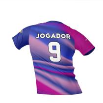 Camiseta Esportiva Dry-Fit Sublimada Azul/ Lilás/ Rosa - Fera Print