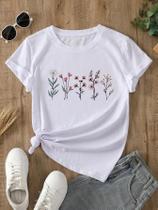 Camiseta Esportiva Feminina Com Estampa Floral Respirável Solta Manga Curta Tops Duráveis E Fáceis