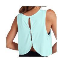 Camiseta Esportiva Feminina De Cor Sólida, Top Casual Para Fitness Com Costas Vazadas Para Corrida E