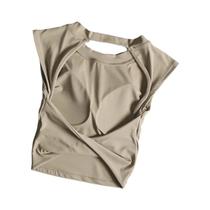 Camiseta Esportiva Feminina Sexy Sem Costas, De Secagem Rápida, Modeladora, Com Bojo Fixo, Top De Camiseta Esportiva Feminina Sexy Sem Costas, De Secagem Rápida, Modeladora, Com Bojo Fixo, Top De