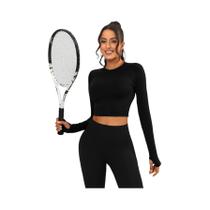 Camiseta Esportiva Longa Sem Costura Para Mulheres, Top De Ginástica E Yoga, Roupas Femininas