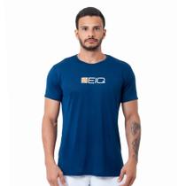 Camiseta Esportiva Slim Dry Zeiq Azul Marinho Logo Branco e Laranja