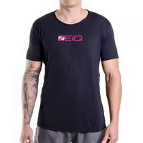 Camiseta Esportiva Slim Zeiq Preta - Logo Rosa e Branco