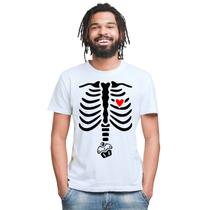 Camiseta Esqueleto Raio X Bolinho Camisa Personalizada Blusa Adulto Algodão com Poliéster