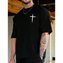 Camiseta Estampa Cruz Blusa Masculina Streetwear