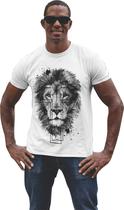 Camiseta estampa de Leão Adulto Branca Camiseta estampa de Leão Adulto Branca