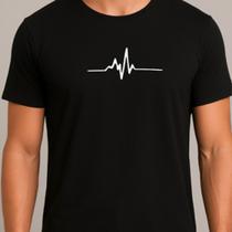 Camiseta Estampa Filtro Cardiograma Masculina Algodão Básica Casual