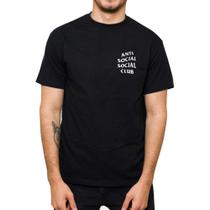 Camiseta Estampa Frase Anti Social Club Algodao Masculina Manga Curta Gola Redonda Macia