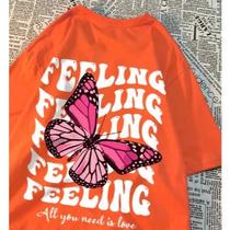 Camiseta Estampa nas Costas de Borboleta Feeling Streetwear