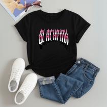 Camiseta Estampada 100% Algodão Blackpink Letreiro 614 Manga Curta Linda Festival Shows Música