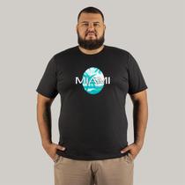 Camiseta Estampada 100% Algodão Plus Size Forma Grande Modelo Street Miami Comb