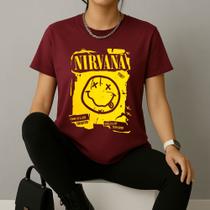 Camiseta Estampada 100% Algodão Smell Like Then Spirit 620 Modinha Menina Roqueira Rock'n Roll