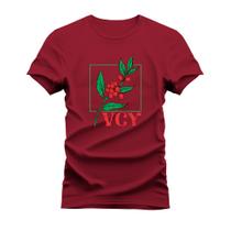 Camiseta Estampada 100% Algodão Unissex T-shirt Confortável Café V C Y