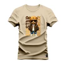 Camiseta Estampada Algodão Confortável 30.1 Penteada Rapstar Bear