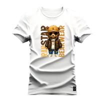 Camiseta Estampada Algodão Confortável 30.1 Penteada Rapstar Bear
