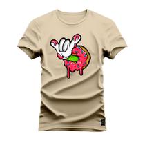 Camiseta Estampada Algodão Confortável 30.1 Penteada Rosquinha Tranquila