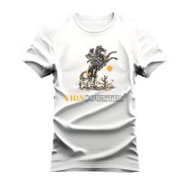 Camiseta Estampada Algodão Confortável T-Shirt Vida Country De Cavalo