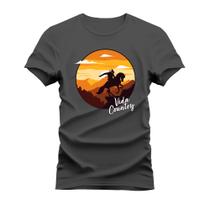 Camiseta Estampada Algodão Confortável T-Shirt Vida Country Montanhas