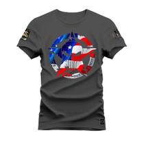 Camiseta Estampada Algodão Premium Confortável Caveira American