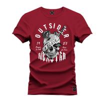 Camiseta Estampada Algodão Premium Confortável Ousider Caveira