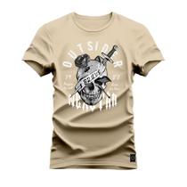 Camiseta Estampada Algodão Premium Confortável Ousider Caveira